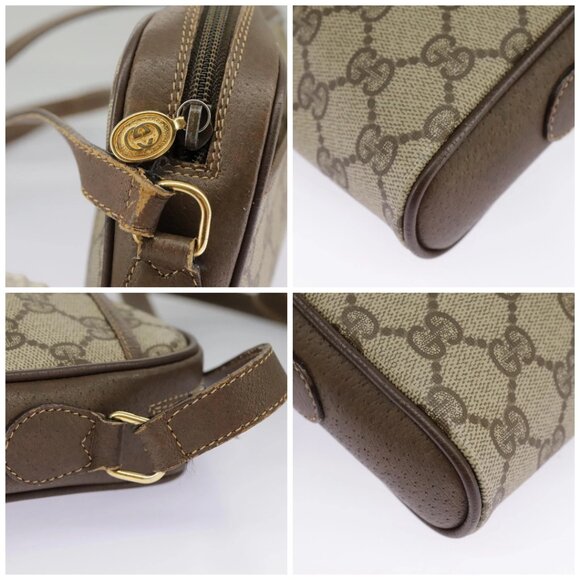 GUCCI GG Supreme Web Sherry Line Shoulder Bag PVC Beige - Picture 13 of 15